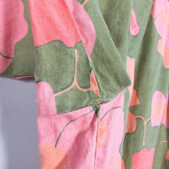 Trovata Birds of Paradise Willa Pants Women's Linen Pull On Floral Green XS 190 - Picture 8 of 14